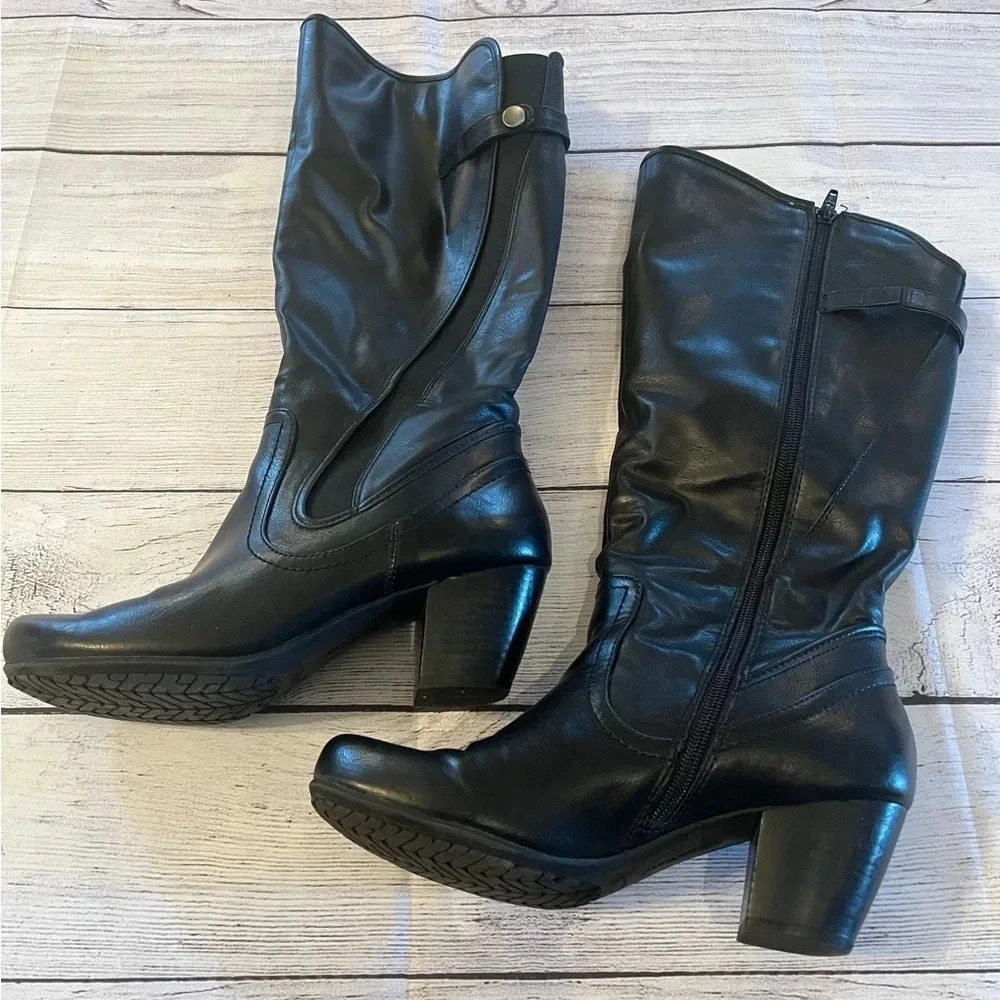 Bare Trap thigh high black heeled‎ boots size 8.5M - Picture 3 of 9